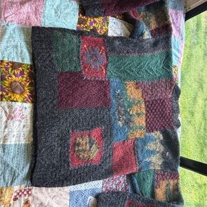 Woolrich Multicolor Patchwork Wool Sweater - Gray, Green, Blue, Red, Gold